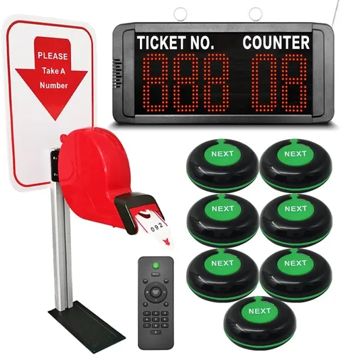 Vista 9 de Toma un sistema de llamadas inalámbrico de cola de máquina numérica para clientes con 1 pantalla de matriz de puntos LED, boleto de transmisión