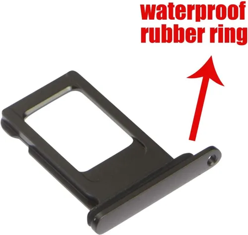 Vista 2 de Reemplazo de ranura para bandeja de tarjeta SIM para iPhone 11 (negro) con anillo de goma impermeable y pasador de expulsión