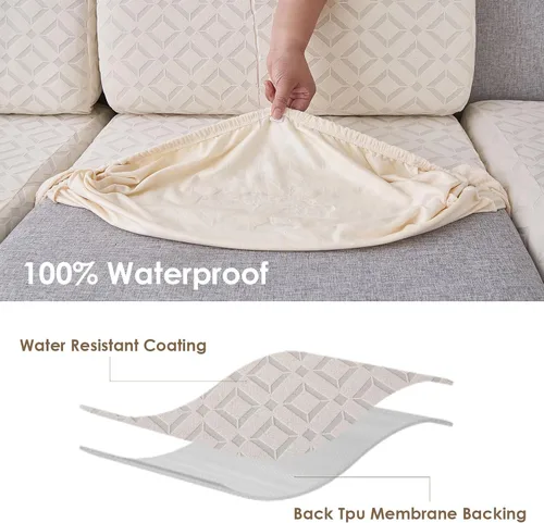 Vista 2 de Genina Fundas de cojín para sofá impermeables, fundas elásticas para sofá seccional, funda de cojín lavable, antideslizante, con parte inferior