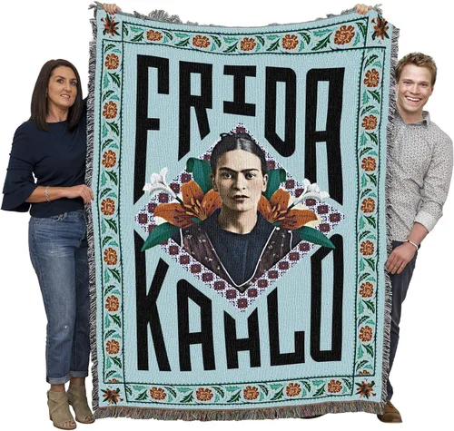 Vista 21 de Pure Country Weavers Frida Kahlo - Manta de mujer hermosa – Tapiz de regalo tejido de algodón – Fabricado en los Estados Unidos (72 x 54 pulgadas)