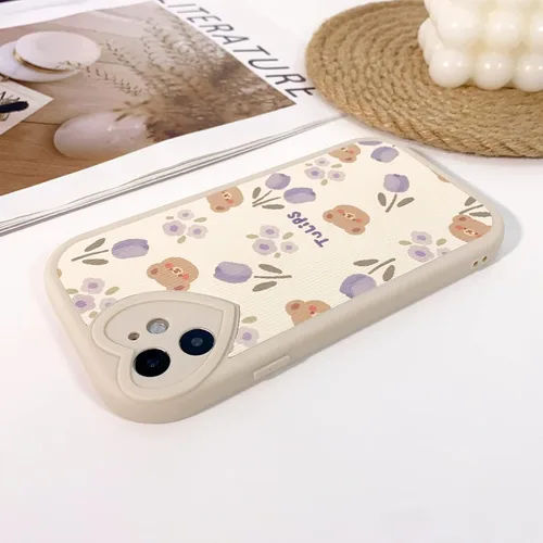 Vista 5 de Lovmooful Funda para iPhone 11 con diseño de oso lindo floral con lentes de Flor de Oso2