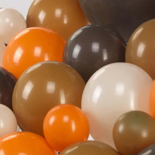 Vista 5 de Kit de arco de guirnalda de globos neutros con temática de safari de otoño, marrón oscuro, naranja quemado, arena blanca, globos bohemios