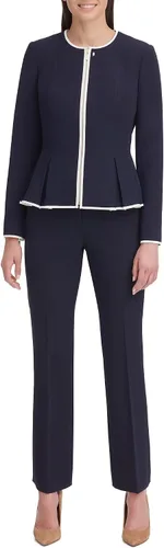 Vista 2 de Tommy Hilfiger Chaqueta tipo blazer con cremallera frontal sin cuello Peplum para mujer