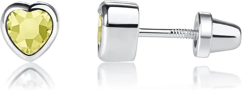 Vista 16 de Aretes de corazón con pasador simulando piedra natal con tornillo de traba (6mm) - para niñas 06-Junio