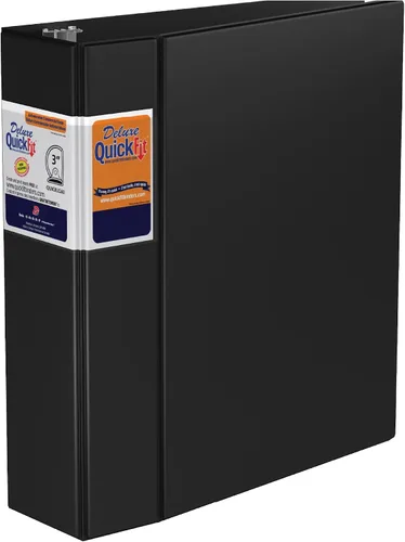 Vista 9 de QuickFit Carpeta comercial de alta resistencia, carpeta de 3 anillas en D, color negro, 1.5 pulgadas