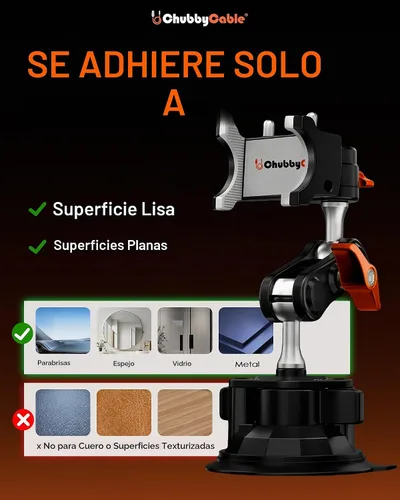 Vista 8 de chubbycable ChubbyGrip - Soporte ajustable para teléfono celular de 360°, soporte de teléfono de metal ultraduradero para parabrisas, soporte