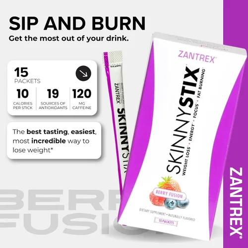 Vista 2 de SkinnyStix Berry Fusion GLP-1 Polvo de Apoyo para Bebida Energética, Apoyo Metabólico, Control del Apetito, Impulso de Energía Natural 15 Paquetes