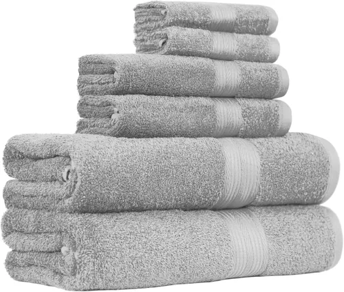 Vista 21 de Amazon Basics Juego de toallas de baño suaves, absorbentes, resistentes a la decoloración, 100% algodón, 6 piezas (12 x 12 pulgadas), toallas Carmesí