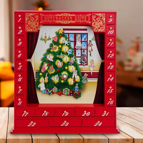 Vista 8 de Calendario de adviento de la suite de cascanueces de madera de 17.5 pulgadas