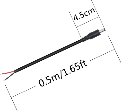 Vista 7 de Cable de alimentación de 12 V CC, 1.6 ft/1.65 pies de CC de 0.217 in x 0.083 in, enchufe macho a cable desnudo, cable de alimentación de extremo