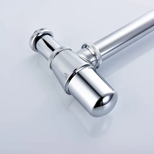 Vista 5 de Ciencia Trampa de latón para botellas, fregadero P, trampa cromada montada en la pared del lavabo del lavabo de la botella trampa de residuos
