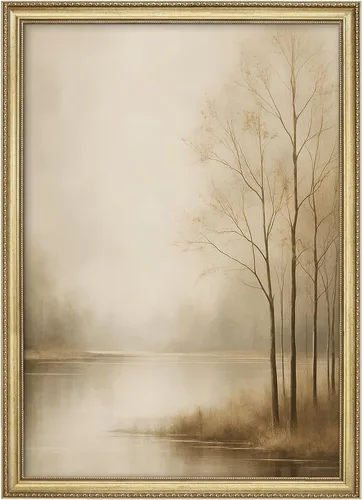 Vista 80 de MUDECOR Lienzo enmarcado prémium para pared, pinos nevados en bosque de invierno, ilustraciones modernas, arte contemporáneo, escénico, divertido