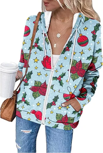Vista 4 de Women's Sequin Butterfly Graphic Hooded Fashion Comfy Breathable Pullover Tops Full Zip Drawstring Shirt with Pocket