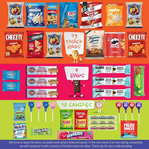 Vista 6 de I AM Snacky - Caja de aperitivos paquete variado de cuidado + tarjeta de felicitación - Caja de aperitivos (40 unidades) Cesta de regalo de dulces