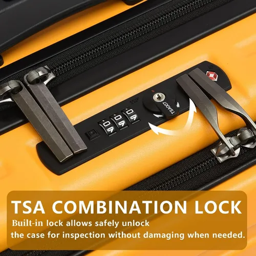 Vista 5 de TydeCkare 2028 pulgadas 202428 pulgadas ABS+PC conjunto de equipaje con ruedas giratorias TSA Lock, Naranja, Moda