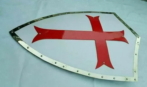 Vista 5 de Escudo medieval de Cruz Roja Templaria - Escudo calentador Escudo de caballero de armadura Escudo de cosplay de guerrero de batalla Mejor regalo