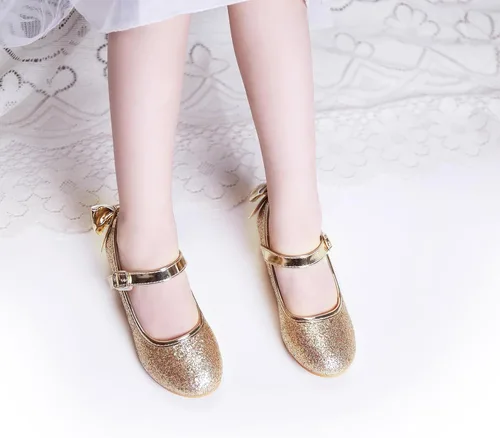 Vista 6 de Zapatos de vestir para niñas, zapatos de princesa de tacón bajo, zapatos planos Mary Jane para fiestas de bodas y niños pequeños