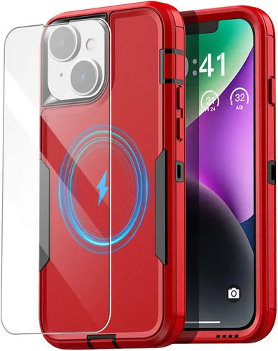 Vista 12 de AICase Funda para iPhone 14 (6.1 pulgadas) con protector de pantalla de vidrio, protección contra caídas de alta resistencia, cuerpo completo, a