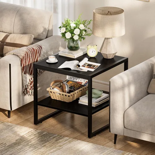 Vista 2 de Homieasy Mesa auxiliar, mesa auxiliar cuadrada de 20 pulgadas, mini soporte Negro