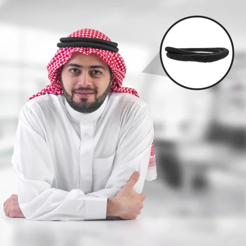 Vista 4 de SOIMISS 1 par de accesorios para hombre, diadema árabe shemagh para la cabeza de los hombres Keffiyeh turbante del desierto, pañuelo hiyab este