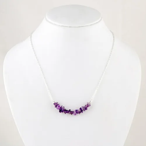 Vista 2 de Gempires Purple Amethyst Crystal Necklace February Birthstone Gifts Hypoallergenic 18 Inch Silver Plated Jewelry For Women