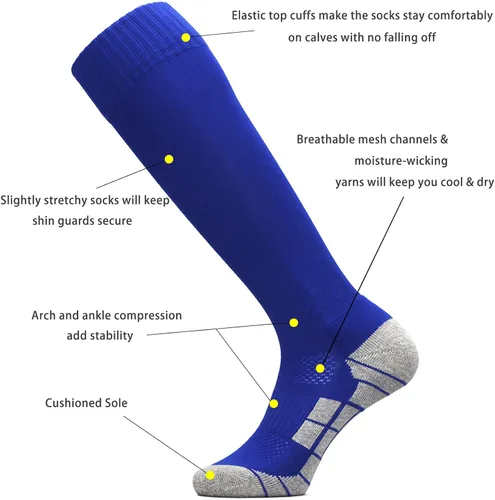 Vista 3 de CWVLC - Calcetines de fútbol (135 pares) calcetines altos hasta la rodilla, para deportes de equipo, para adultos, jóvenes y niños