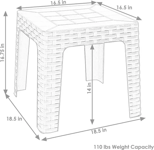 Vista 3 de Sunnydaze Adirondack - Mesa auxiliar pequeña para exteriores para elementos esenciales de balcón, mesa auxiliar cuadrada de plástico para patio