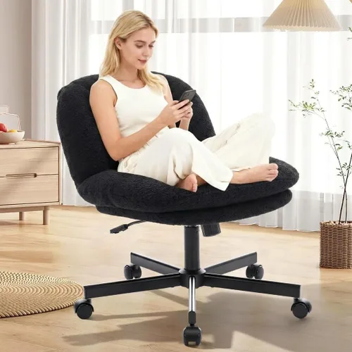 Vista 10 de Criss Cross - Silla de oficina con patas cruzadas con ruedas Beige