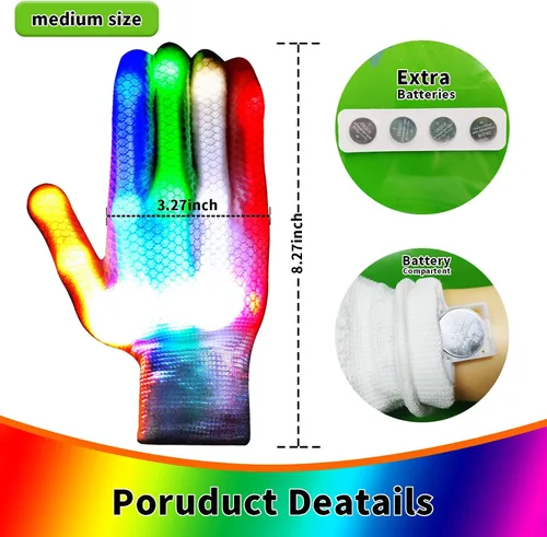 Vista 4 de GLEDLOVES Guantes LED, juguetes divertidos para niños y niñas de 8 a 12 años con 6 modos de flash, regalos para niños de 8 9 10 11 12 años