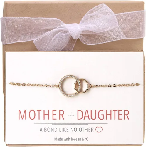 Vista 2 de A+O Regalos para mamá, regalo para madre e hija, collar de círculo entrelazado o pulsera