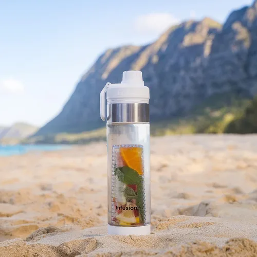 Vista 7 de Infusion Pro Botella de agua con infusor de frutas de 24 onzas con tapa giratoria: funda aislada y agua infundida libro electrónico de recetas