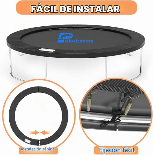 Vista 5 de Almohadilla de seguridad de repuesto para cama elástica de 10, 12, 14, 15 y 16 pies, impermeable y resistente al desgarro, cubierta de resorte