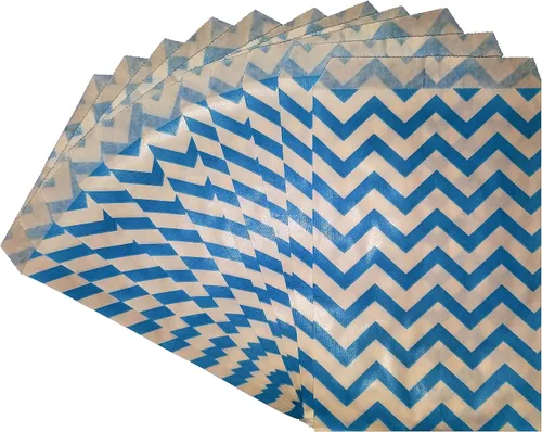 Vista 2 de 888 Display - 200 piezas de bolsas de regalo de papel Chevron azul de 6 "x 9" Bolsas planas de ventas de compras