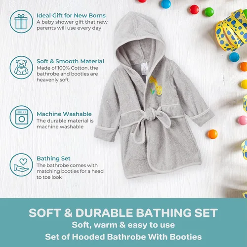 Vista 4 de Spasilk 100 Cotton Hooded Terry Bathrobe with Booties Baby Girl Gifts Baby Boy Gifts Shower Gift