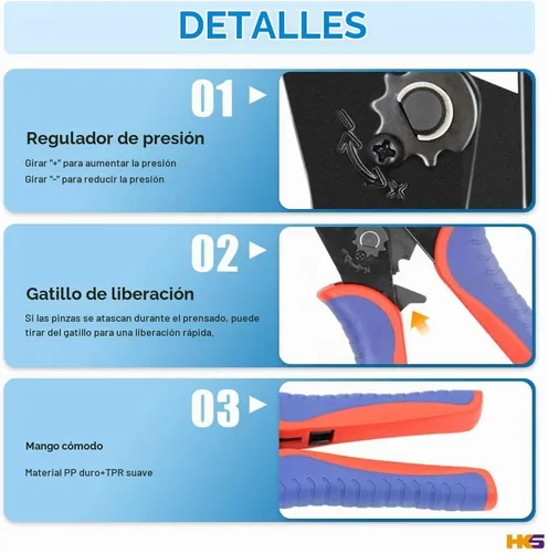 Vista 4 de HKS Juego de herramientas de crimpado de trinquete coaxial para conector coaxial RF de cable RG con 5 troqueles intercambiables