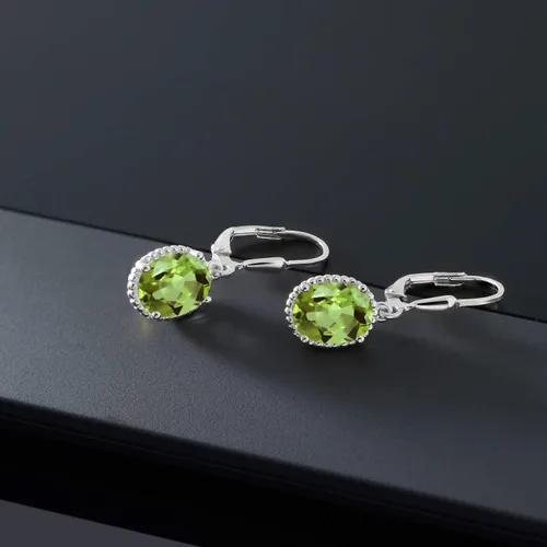 Vista 11 de Gem Stone King Aretes colgantes de gota para mujer, plata de ley 925, piedra natal ovalada de 0.354 x 0.276 in, joyería fina, regalos para ella