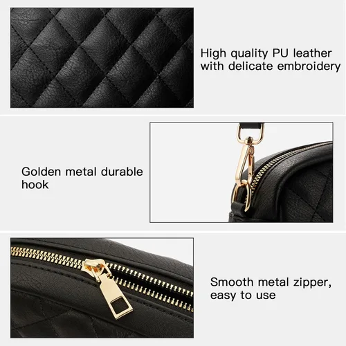Vista 5 de Telena Crossbody bags for Women Trendy Quilted Crossbody Bag Faux Leather Purse with Wide Strap
