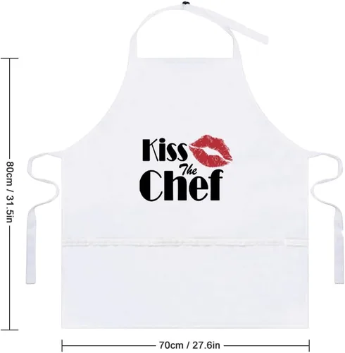 Vista 2 de Kiss The Chef - Delantal para adulto, Blanco