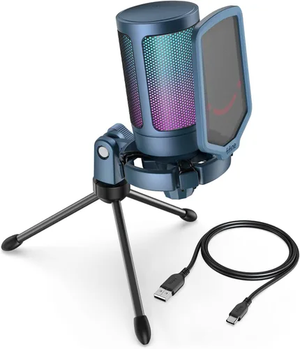 Vista 13 de FIFINE AmpliGame - Micrófono USB A6V para juegos, condensador RGB para Negro