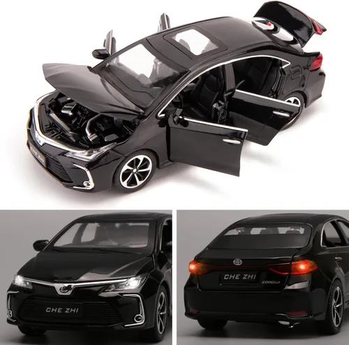 Vista 4 de BDTCTK Compatible con modelo de coche 1:32 Corolla, coche de juguete de aleación de zinc con sonido y luz que se tira hacia atrás para niños y Negro