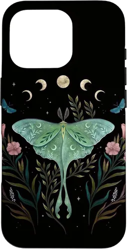 Vista 19 de Funda estética Witchy Luna Moth Flower Floral Moon Phases para iPhone 12 mini