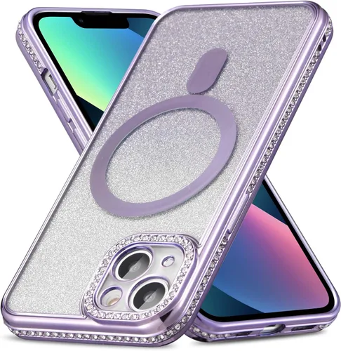Vista 8 de ZCDAYE Funda con purpurina para iPhone 11 con decoración de diamantes, funda brillante de lujo con protector de cámara compatible con carga sin