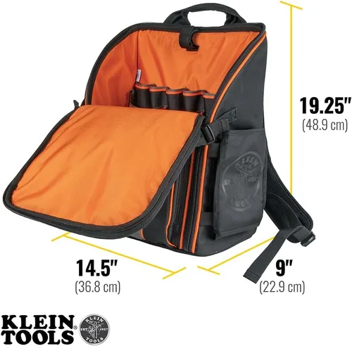 Vista 3 de Klein Tools 55482 Mochila para herramientas, organizador de herramientas resistente Tradesman Pro con 21 bolsillos e interior grande, resistente al