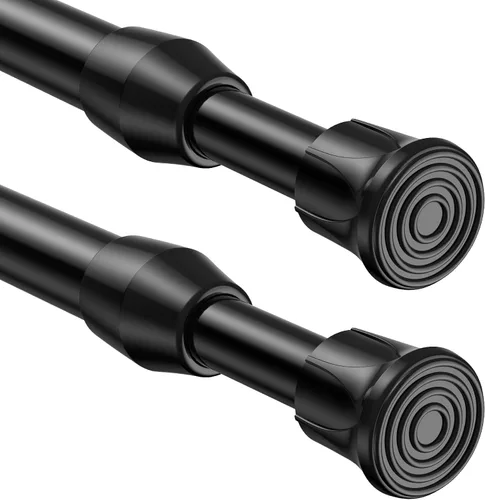 Vista 11 de Pack de 2 cortineros con resorte de tensión de 8 a 12.5 pulgadas, cortineros mini DIY sin necesidad de perforación para ventanas delgadas, armarios