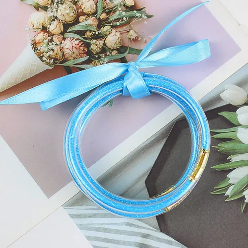 Vista 7 de Pulseras de purpurina con relleno de gelatina, ligeras y lindas pulseras de silicona, los mejores regalos para mujeres y niñas, cumpleaños, día
