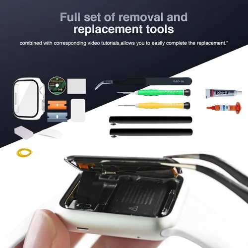 Vista 6 de Protector de pantalla para Apple Watch Series 2/3 de vidrio templado de 1.496 pulgadas, resistente a los arañazos, kit de reparación de repuesto, 1