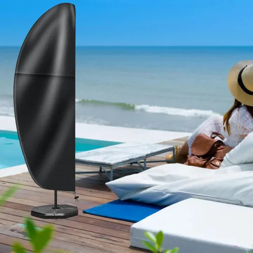 Vista 7 de Funda para sombrilla de patio para exteriores, tela Oxford 420D resistente con poste y cremallera, fácil de instalar, impermeable, resistente a