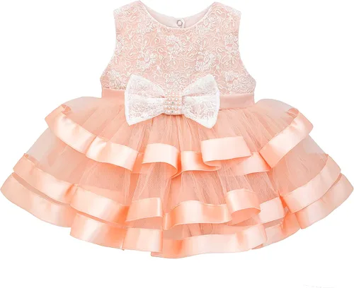 Vista 2 de Lilax Vestido de encaje floral para bebé, conjunto de vestido de tutú de tul en capas