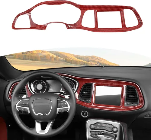 Vista 9 de RT-TCZ para Challenger Cubierta de Panel de Tablero de Consola Central Naranja para Dodge Challenger 2015-2023 Accesorios Interiores Naranjas 4