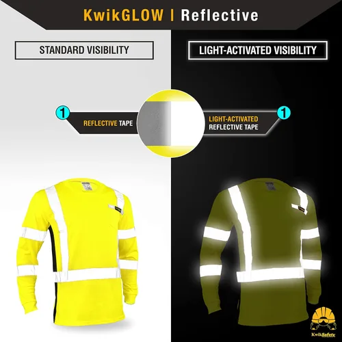 Vista 4 de KwikSafety Operator Long Sleeve Safety Shirts Class 3 ANSI OSHA Hi Vis PPE Cinta básica Amarillo